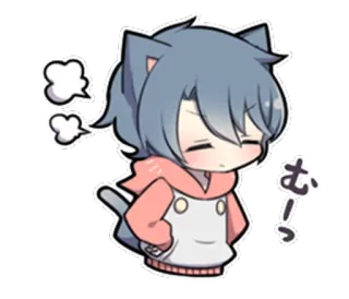😑 むーっ chat, animé, manga, triste, mignon, kawaii, neko whatsapp sticker
