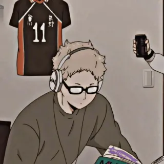 😶 Kei Tsukishima Haikyu!! anime, kei tsukishima, haikyuu, cartoon telegram sticker