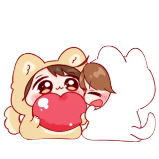💞 mono, kawaii, animales, corazón, amor whatsapp sticker
