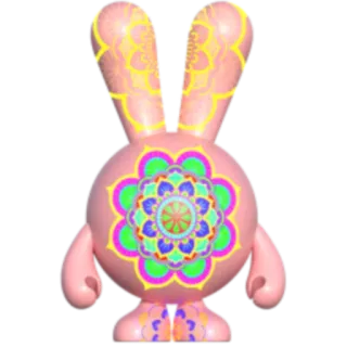 💮 กระต่าย, ลายดอกไม้, มันดาลา, สีชมพู, ตกแต่ง, ของเล่น, น่ารัก telegram sticker