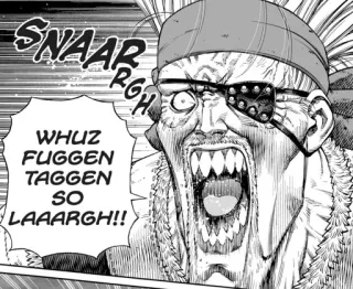 ⌛ WHUZ FUGGEN TAGGEN SO LAAARGH!! manga, pirate, angry, one-eyed telegram sticker
