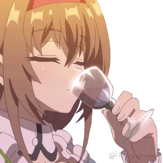 🍷 Anime, Boire, Vin, Fille, Verre telegram sticker