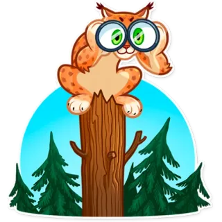 👀 lynx, animal, sticker, nature, forest, cute, cartoon whatsapp sticker