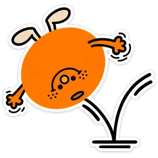 🙃 Kartun, Karakter, Oranye, Melompat, Seru, Ceria, Ilustrasi telegram sticker