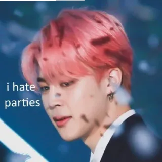 😄 Jimin i hate parties kpop, 지민, bts, 밈, 파티, 파티싫어, 음악, 아이돌 telegram sticker