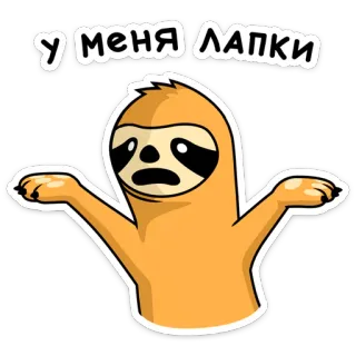 🙈 У меня лапки bicho-preguiça, animal, fofo, engraçado, meme, desenho animado whatsapp sticker