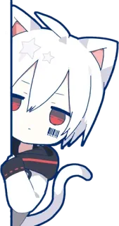 👀 Anime, Katze, Weiße Katze, Anime Charakter, Sticker telegram sticker