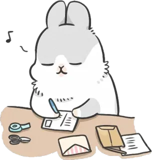 ✉ królik, pisanie, biurko, słodki, kreskówka, zwierzę, artykuły papiernicze telegram sticker