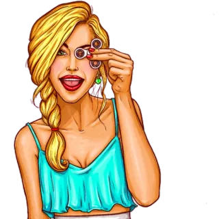♣ woman, blonde, smile, pop art, spinner, girl telegram sticker