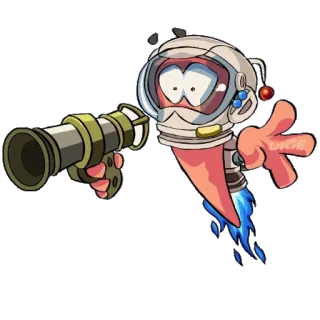 🚀 อวกาศ, หนอน, การ์ตูน, จรวด, ปืนลำแสง, ตัวละคร, วิทยาศาสตร์ fiction telegram sticker