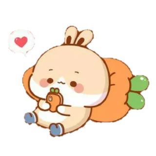 🐰 귀여운, 토끼, 당근, 만화, 동물, 하트, 카와이 telegram sticker