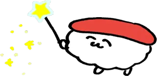 😌 Sushi, Kawaii, Fofo, Comida, Estrelas, Desenho animado whatsapp sticker