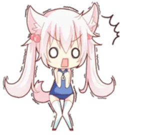 😱 anime, chibi, angry, shocked, cat girl, cute telegram sticker