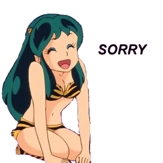 😢 Lum Urusei Yatsura SORRY anime, girl, sorry, character, bikini telegram sticker