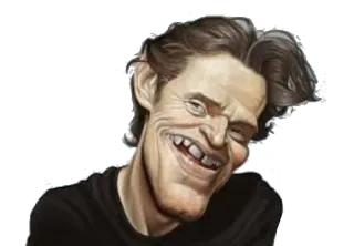😉 Willem Dafoe actor, caricature, celebrity, portrait, funny, drawing whatsapp sticker