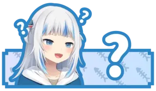 ❓ Gawr Gura Anime, VTuber, Squalo, Gawr Gura, Hololive, Domanda telegram sticker