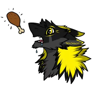 🐶 Furry, Antropomorfo, Lupo, Coscia di pollo, Affamato, Cartone animato, Animale whatsapp sticker