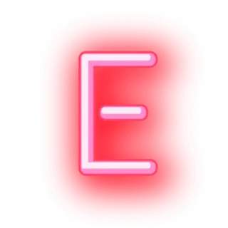 ▪ E Буква Е, Алфавит, Красный, Светящийся telegram sticker