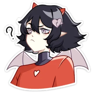 ❓ Anime, Diable, Cœur, Question, Autocollant, Gothique, Emo telegram sticker