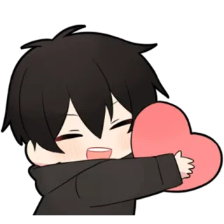 ❤️ love, heart, cute, anime, boy, hug telegram sticker