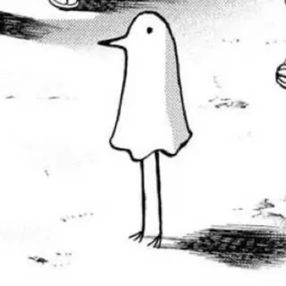 😐 oiseau, créature, animal, mignon, dessin, croquis, drôle telegram sticker