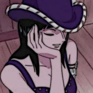 📜 Nico Robin One Piece 妮可·罗宾, 海贼王, 动漫, 漫画, 角色, 帽子, 海盗 telegram sticker