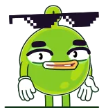😎 cartoon, green, sunglasses, face, character, funny, cool telegram sticker