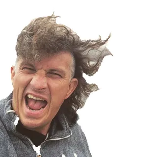 😤 мужчина, маллет, прическа, портрет, человек, открытый рот telegram sticker