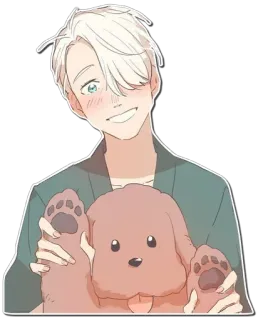 😁 Victor Nikiforov Yuri!!! on Ice Anime, Dibujos animados, Sonrisa, Feliz, Personaje, Victor Nikiforov, Perro, Yuri on Ice telegram sticker