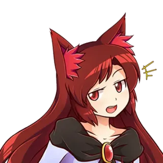 😏 anime, vossenoren, rood haar, zelfgenoegzaam, cartoon, meisje telegram sticker