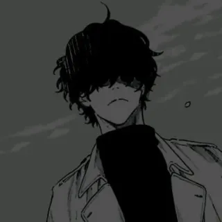 😔 Anime, Manga, Dark, Emo, Monocromatico telegram sticker