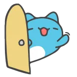 👋 cartone animato, gatto, carino, blu, porta, sbirciare, animale telegram sticker