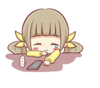 📱 triste, chorando, anime, menina, telefone, desenho animado, emoji telegram sticker