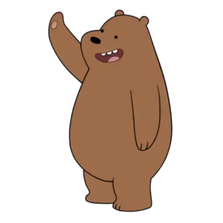 👋 Grizz We Bare Bears bear, cartoon, grizz, we bare bears, waving, friendly telegram sticker