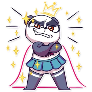 👑 Панда, Корона, Милый, Мультфильм, Животное, Блеск, Наклейка whatsapp sticker