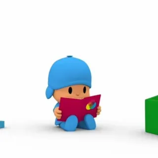 ☀️ Pocoyo мультфильм, Покойо, чтение, книга, ребенок telegram sticker