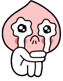 😂 triste, chorando, pêssego, personagem, kawaii telegram sticker