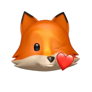 😘 vos, dier, emoji, liefde, hart, sticker telegram sticker