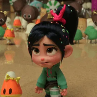 🥨 Vanellope Wreck-It Ralph Vanellope von Schweetz, Detona Ralph, Disney, Desenho animado, Personagem, Menina, Animado whatsapp sticker