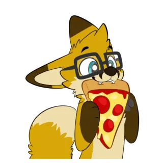 🍕 furry, fox, pizza, cartoon, glasses, animal, food telegram sticker