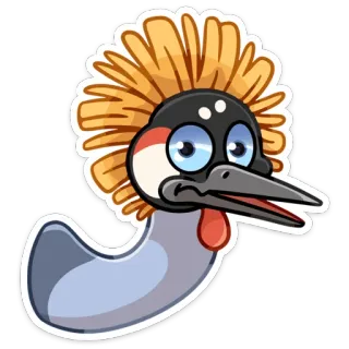😐 pájaro, grulla, animal, pegatina, dibujos animados, ilustración telegram sticker