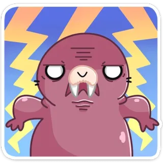😡 morse, dessin animé, animal, drôle, créature marine, mammifère telegram sticker