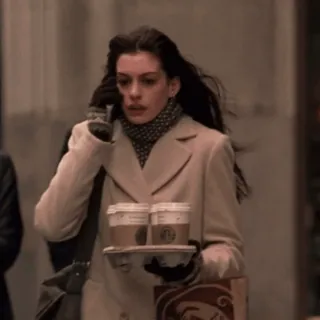 ☕️ woman, coffee, anne hathaway, the devil wears prada, starbucks telegram sticker