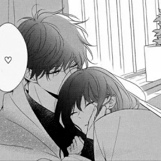 🤍 ♥ Anime, Manga, Miłość, Serce, Para, Uczucie, Uścisk telegram sticker