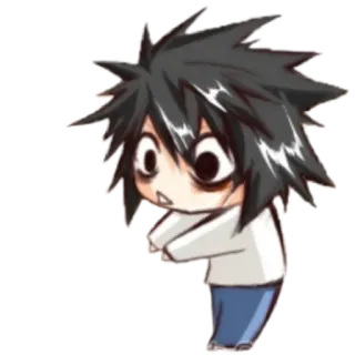 🕺 L Lawliet Death Note Anime, Manga, Detektiv, L, Death Note, Cartoon, Chibi telegram sticker