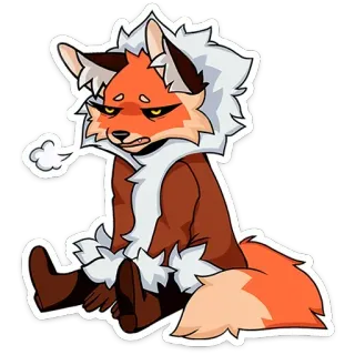 😮‍💨 renard, animal, dessin animé, poilu, personnage, fatigué, épuisé telegram sticker