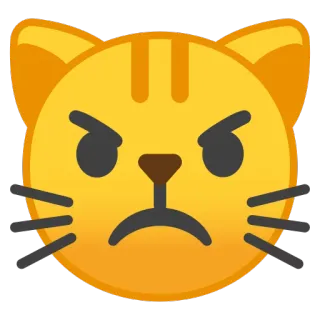 😾 kucing, marah, emoji, binatang, kuning, pemarah telegram sticker