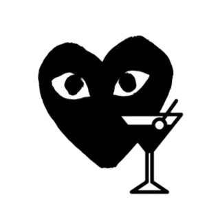 😏 heart, eyes, martini, drink, black, white, fashion telegram sticker