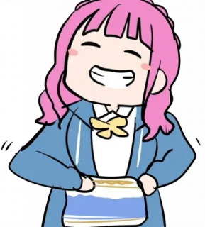😁 卡通, 动漫, 插画, 粉色头发, 可爱, 开朗, 蛋糕 telegram sticker