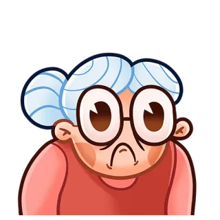 ☹️ nonna, cartone animato, occhiali, anziana, nonnina, personaggio whatsapp sticker